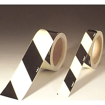 Lepicí páska Výstražná páska černá / fotoluminiscenční zelená, pravý pruh, 3 cm