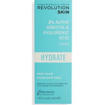 Pleťové sérum Recenze Revolution Skincare Hydrate 2% Alpha Arbutin & Hyaluronic Acid Serum hydratační pleťové sérum 30 ml