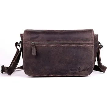 Středně velká kožená pánská crossbody taška GreenWood no. 396677 tmavěhnědá
