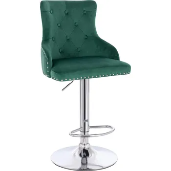 Barová židle Barová židle Sogne velur lahvově zelená - na stříbrném talíři