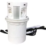 IN Lišta zásuvková výsuvná pneumatická s QI nabíjením, USB porty, zásuvkami a HDMI