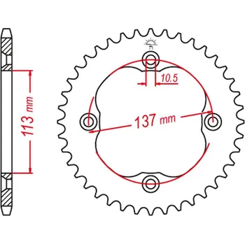 Řetězová sada pro motocykl GROSSKOPF rozeta 4509 36 SUZUKI LTR 450 06-09 (JTR1760.36) (GROSSKOPF rozeta 4509 36 SUZUKI LTR 450 06-09 (JTR1760.36))