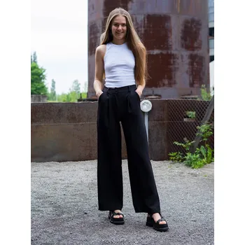 Dámské kraťasy BudesIN Elegantní černé široké kalhoty Konstandina se sklady S