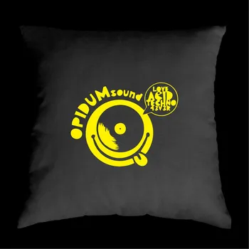 Dekorativní polštářek TEKNOSHOP Opidum Sound Love Techno Forever tekno polštářek s potiskem černý