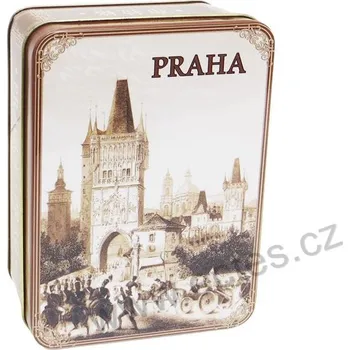 Dóza na potraviny PRAHA MOSTECKÁ VĚŽ plechová dóza 2636 LMV litografie Staroměstská mostecká věž