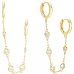 Atreya Atreya Dvojitá zlacená náušnice ze stříbra se zirkonovým řetízkem Evening Glamour Množství: 1 samostatný kus