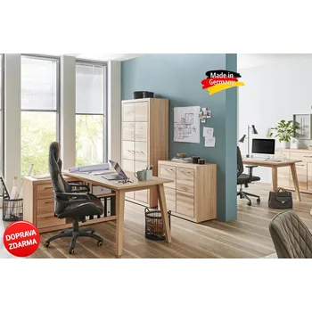 Psací stůl Sestava do kanceláře Berlin - Jádrový buk masiv BERLIN-KANC-SET3