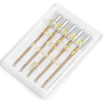 Strojové jehly Top Stitch s velkým ouškem 70; 80; 90 Organ, barva (80/12) zlatá