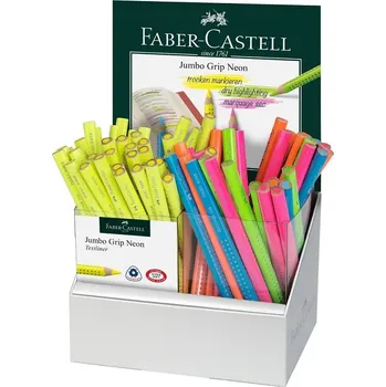 Pastelka FABER-CASTELL ergonomický zvýrazňovač GRIP Jumbo, 72ks ve stojánku