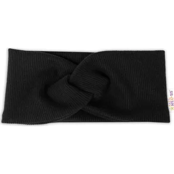 Dětská móda Baby Nellys Hand Made Dvouvrstvá žebrovaná čelenka, černá, Velikost koj. oblečení 92-98 (18-36m)