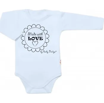 Body dlouhý rukáv Made with love, Baby Nellys, světle modré, Velikost koj. oblečení 74 (6-9m)