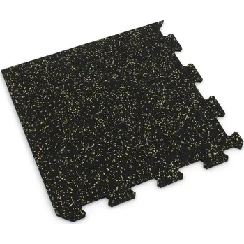 Venkovní dlažba Černo-žlutá gumová modulová puzzle dlažba (roh) FLOMA FitFlo SF1050 - 100 x 100 x 1 cm