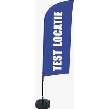 Kompletní sada reklamní vlajky Alu ve tvaru křídla s motivem testovací místo modrá holandština ECO