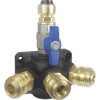 Vodovodní potrubí TECTITE Ukončovací krabice pro rozvod vzduchu spojka 15 mm + kohout - 3 x Rychlospojka