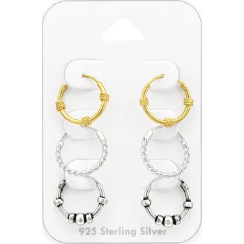 Náušnice For Silver Mix sada 3 párů kruhových náušnic - Stříbro 925