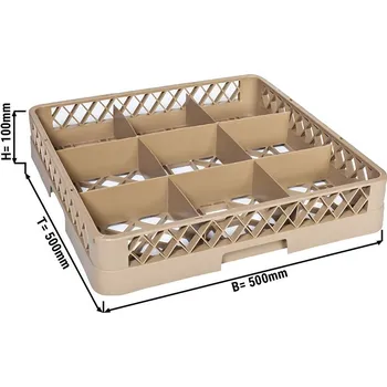 Příslušenství pro myčku G.Gastro (6 Kusů) Koš na sklenice 1/1 - 500x500mm - 9 přihrádek - šedý