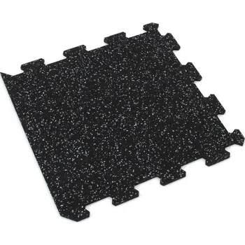 Venkovní dlažba Černo-šedá gumová modulová puzzle dlažba (okraj) FLOMA FitFlo SF1050 - 100 x 100 x 1 cm