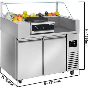 Vinotéka G.Gastro Přípravný stůl - 1,21 x 0,7 m - se 2 dveřmi - vč. palačinkovače s 1 plotnou