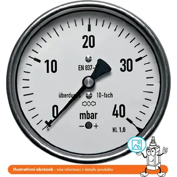 Příslušenství pro vysokotlaký čistič Wika Manometr nízkotlaký zadní 0/250 mbar - 63 - 1/4"