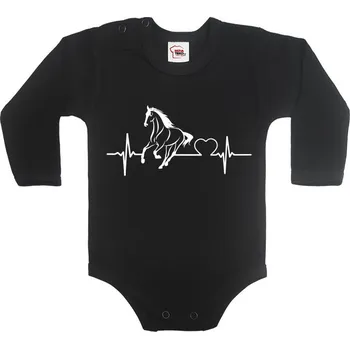 Kojenecký body Dětské body Tep a kůň, Barva Černá, Velikost 86 / 12-18m, Canvas Dětské body Bezvatriko.cz 0867