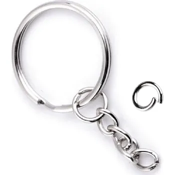 Kroužky na klíče s řetízkem – stříbrná barva