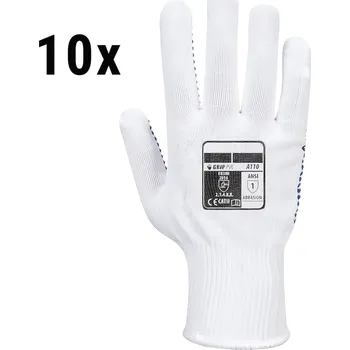 Pracovní rukavice G.Gastro (10 párů) PVC rukavice s nártem - bílá/modrá - velikost: M