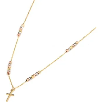 Náhrdelník Dámský náhrdelník ze žlutého zlata s křížkem ZLNAH111F + DÁREK ZDARMA