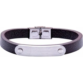 Drahý kámen Pánský náramek Ovál syntetická kůže hnědá obvod cca 21,5 cm