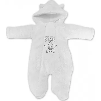 Kojenecký body Chlupáčková kombinézka Little STAR, bílá, vel. 74, Velikost koj. oblečení 74 (6-9m)