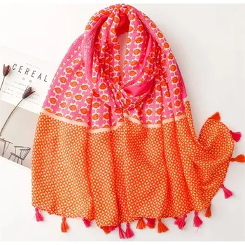 Šála Bavlněný oranžovo-růžový šátek/šála 90x180 cm, WHITE ORCHID