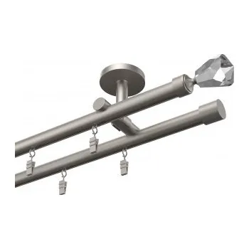 Garnýž Profilová hliníková garnýž stropní dvojitá Elegant satin Crystal cone