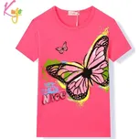 Dívčí tričko kr.r. KUGO JC8507, tmavě růžové