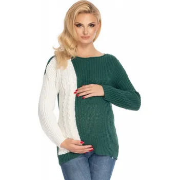 Dámská móda Těhotenský svetr, pletený vzor - zelená/bílá, Velikosti těh. moda UNI