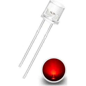 Dioda LED Dioda s plochým čelem 5mm čirá, Červená