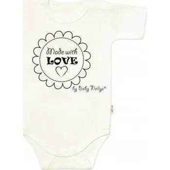 Body krátký rukáv Made with love, Baby Nellys, ecru, Velikost koj. oblečení 68 (3-6m)