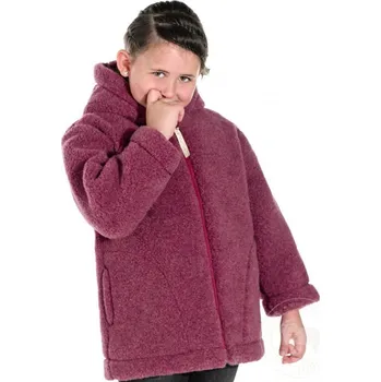 Dětská bunda s kapucí z ovčí vlny 140-146 ve vínové barvě, Barevné varianty Vínová, Velikosti 140 200-100-00020