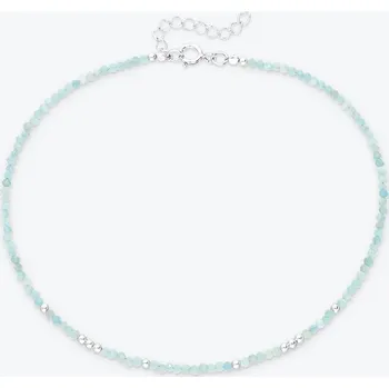 Řetízek Nákotník z amazonitu se stříbrnými korálky - Ag925