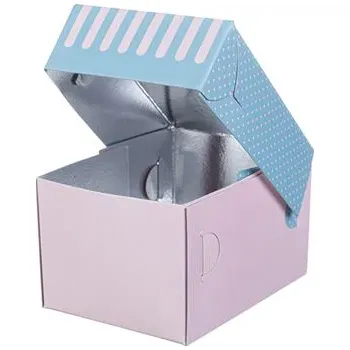 Jednorázové nádobí Gastro obaly Papírová krabička na dort/ zákusek s hliníkem 13x10x8cm (min. počet 196ks)