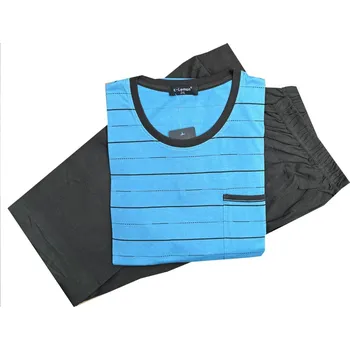 Pánské pyžamo C-Lemon Pánské bavlněné pyžamo s dlouhým rukávem - Clemon AK016 Barva: Modrá, Velikost: L