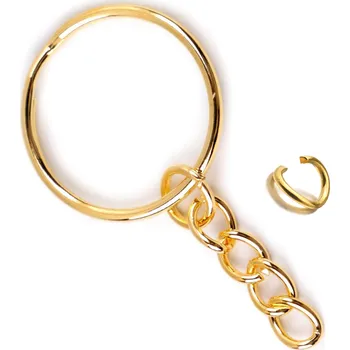 Kroužky na klíče s řetízkem – zlatá barva