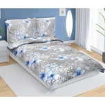 Povlečení krepové 140x200, 70x90 cm modrý ibišek na šedé
