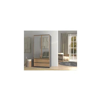 Šatní skříň FALCO Šatní skříň se zrcadlem Melisa antracit/dub artisan