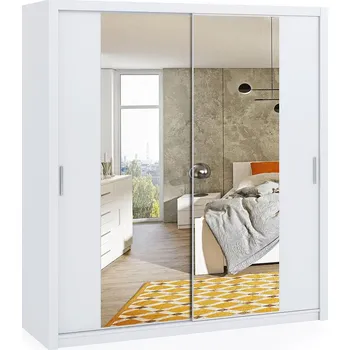 Šatní skříň BONO b | šatní skříň | 200 cm | se zrcadlem | bílá