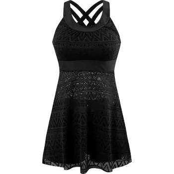 Dámské plavky Dámské dvoudílné plavky - tankiny v krajkovém provedení Barevná varianta: Černá, Velikost: XXL