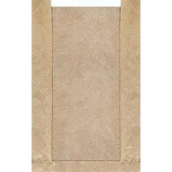 Jednorázové nádobí Sáček papírový 16+6x28cm + PP okno 10cm hnědý - 1000 ks