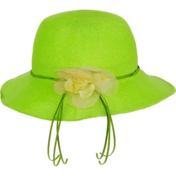 Klobouk Dámský letní klobouk zelený s kytičkou (Dámský letní slamák se stuhou)