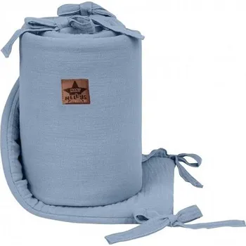 mantinel do postýlky BABY NELLYS mušelínový mantinel 180x30cm Jeans