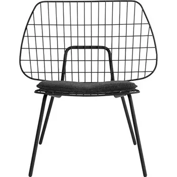 Křeslo Křeslo Audo CPH WM String Lounge černé sedák tmavě šedá látka OUTDOOR