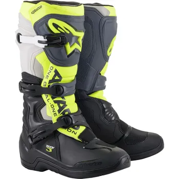 Moto obuv Boty tech 3, alpinestars (černá/šedá/žlutá fluo, vel. 43)
