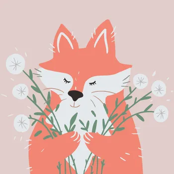 Malování podle čísel - Lištička s pampeliškami Velikost: 30x30cm, Rámování: Pouze srolované plátno